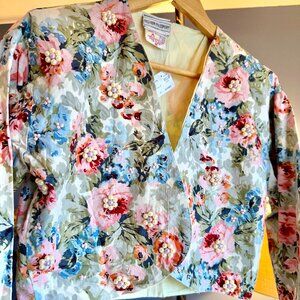 Vintage 90s Cottagecore Floral Bolero Blazer